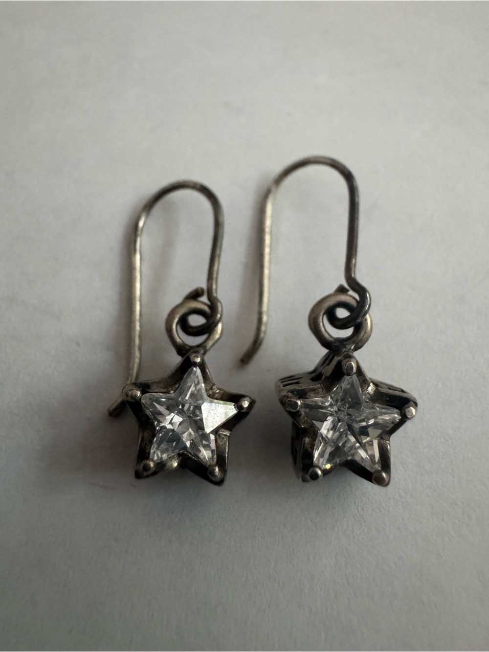 Vintage Silpada Silver Star Drop Earrings Cubic Z